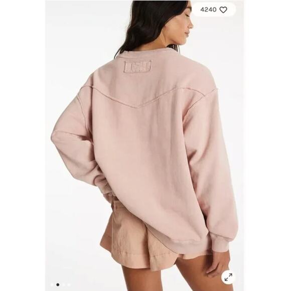 NEW Free People We The Free Wallace Pullover Crewneck Sweatshirt Pink Medium - Picture 3 of 7